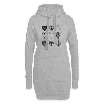 Heart shaped drawings (Black) - Hoodie Dress - heather grey - Front