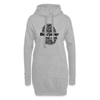 Be clever - Read a Book Buch Bücher Lesen Geschenk - Hoodie-Kleid - Grau meliert - Vorne