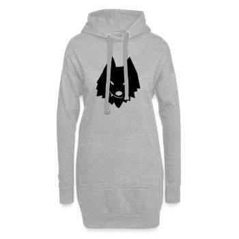 Wolfskopf Stilisiert - Hoodie-Kleid - Grau meliert - Vorne