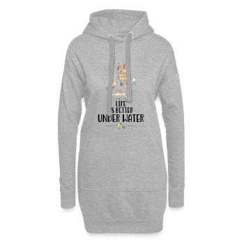 plongeur - Sweat-shirt à capuche long Femme - gris chiné - Devant