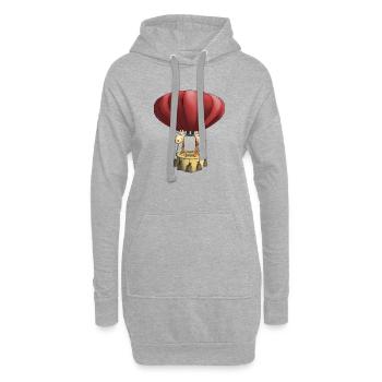 Heißluftballon Cartoon lustig Giraffe - Hoodie-Kleid - Grau meliert - Vorne