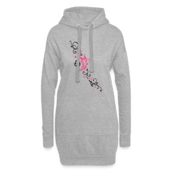 Tribal avec le papillon, rose, noir - Sweat-shirt à capuche long Femme - gris chiné - Devant