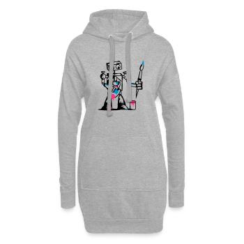 Roboter mit einem Pinsel - Hoodie-Kleid - Grau meliert - Vorne