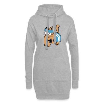 Katze smartphone Fitness lustig Sport Training - Hoodie-Kleid - Grau meliert - Vorne