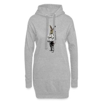 Hase Astronaut - Hoodie-Kleid - Grau meliert - Vorne