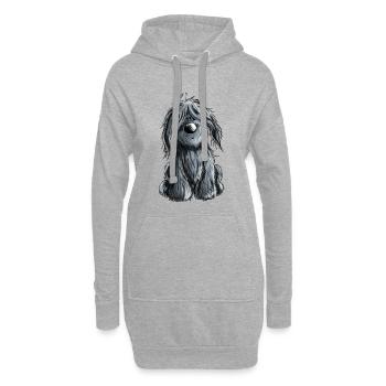 Knuffiger schwarzer Briard - Hund - Geschenk - Hoodie-Kleid - Grau meliert - Vorne