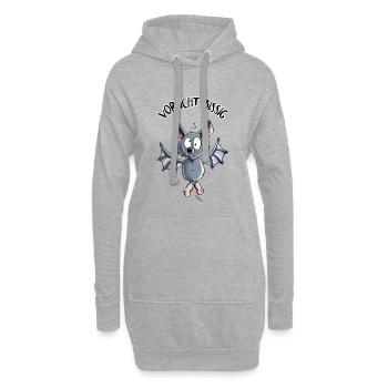 Vorsicht Bissig Fledermaus - Hoodie-Kleid - Grau meliert - Vorne