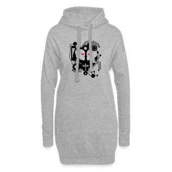 Cyber Love Schaltkreis mit zwei Cyborgs - Hoodie-Kleid - Grau meliert - Vorne
