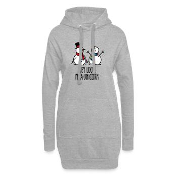 Hey regarde je suis une licorne, bonhomme de neige, Noël - Sweat-shirt à capuche long Femme - gris chiné - Devant