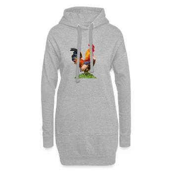 coq mâle fier. Recadré,Icône Chef - Sweat-shirt à capuche long Femme - gris chiné - Devant