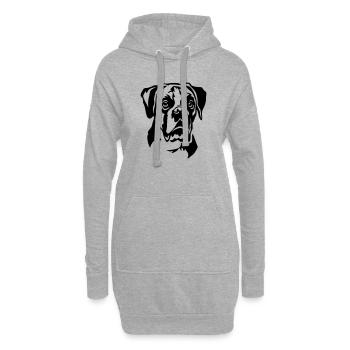 Tête de boxeur - Sweat-shirt à capuche long Femme - gris chiné - Devant