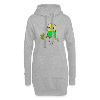 Perroquet budgerigar - Sweat-shirt à capuche long Femme - gris chiné - Devant
