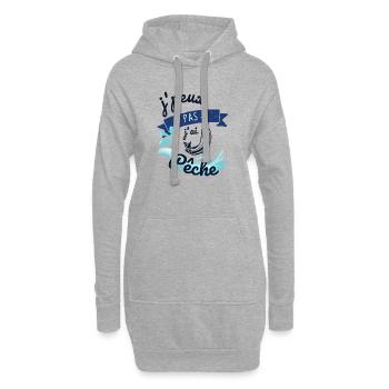 J'peux pas j'ai pêche - Sweat-shirt à capuche long Femme - gris chiné - Devant