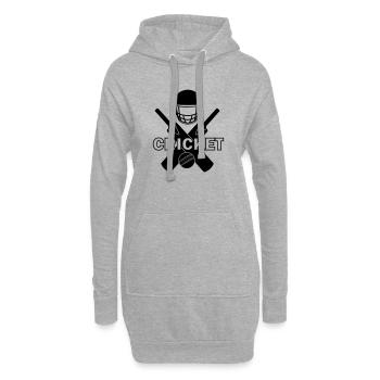 Image d’ombre du logo de cricket avec texte - Sweat-shirt à capuche long Femme - gris chiné - Devant