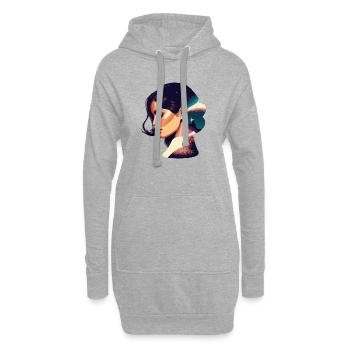 Kosmische Traumfrau Illustration - Hoodie-Kleid - Grau meliert - Vorne