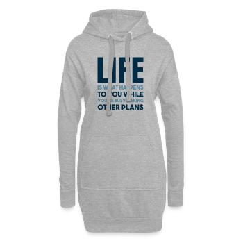 Das Leben passiert - Hoodie-Kleid - Grau meliert - Vorne