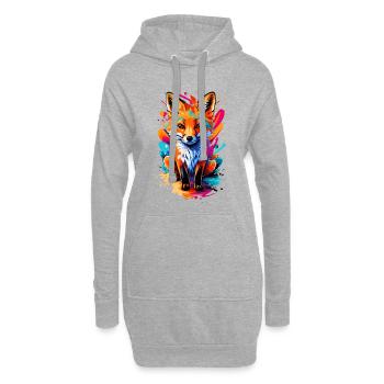 Bébé renard - renard roux mignon - renard coloré - Sweat-shirt à capuche long Femme - gris chiné - Devant