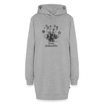 frohe Weihnachten Elch Rentier Wald Schnee xmas - Hoodie-Kleid - Grau meliert - Vorne
