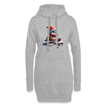 Oiseau de Noël doux, petit et sympathique - Sweat-shirt à capuche long Femme - gris chiné - Devant