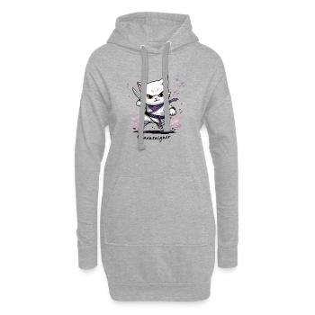 Chat maître de combat, ça va saigner ! humour - Sweat-shirt à capuche long Femme - gris chiné - Devant