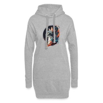 Bunte Katze - Hoodie-Kleid - Grau meliert - Vorne