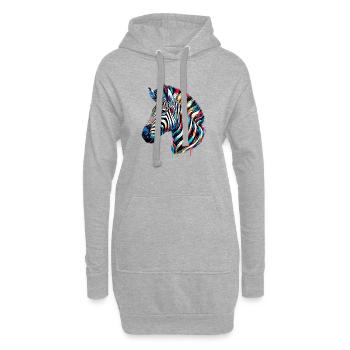 Zèbre - Sweat-shirt à capuche long Femme - gris chiné - Devant