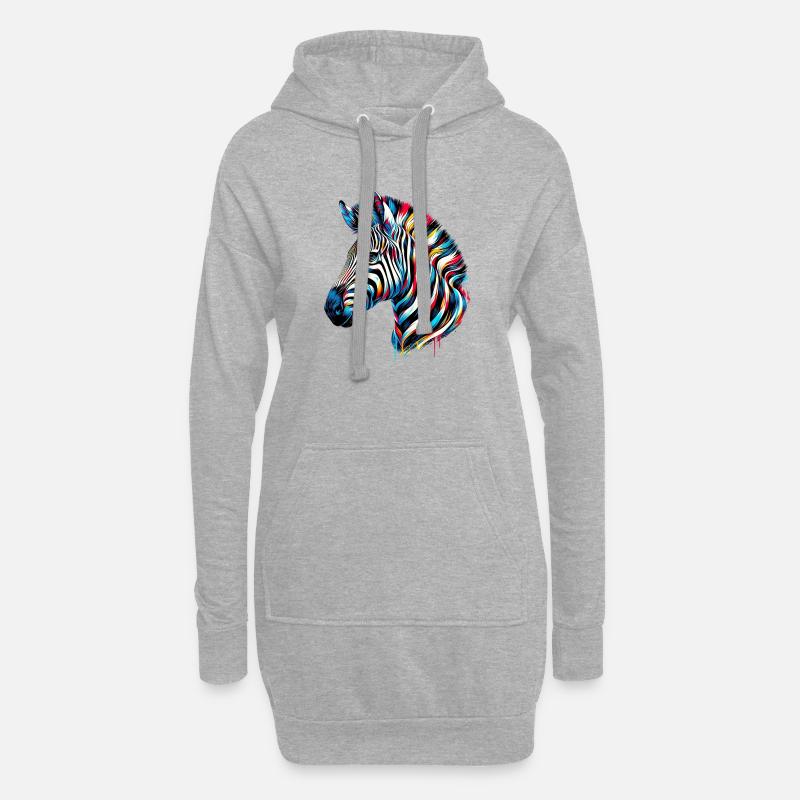 Zebra - Hoodie-Kleid - Grau meliert