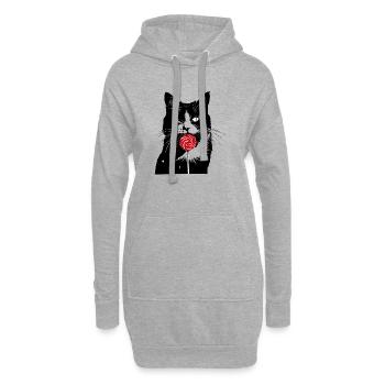 Katze Naschkatze Lolli Süßigkeiten - Hoodie-Kleid - Grau meliert - Vorne