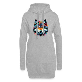 Wolf - Hoodie Dress - heather grey - Front
