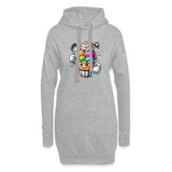 fröhliches Comic-Eis-Motiv für sommerlichen Spaß - Hoodie-Kleid - Grau meliert - Vorne
