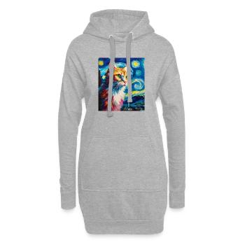 Chat - Sweat-shirt à capuche long Femme - gris chiné - Devant