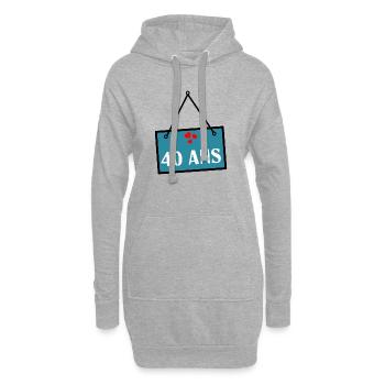 40. 40 ANS. 40e ANNIVERSAIRE. ANNIVERSAIRE 40 ANS. - Sweat-shirt à capuche long Femme - gris chiné - Devant