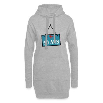 50. 50 ANS. 50e ANNIVERSAIRE. ANNIVERSAIRE 50 ANS. - Sweat-shirt à capuche long Femme - gris chiné - Devant