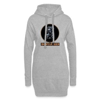 Bodyguard Hund - Deutsche Dogge - Hoodie-Kleid - Grau meliert - Vorne