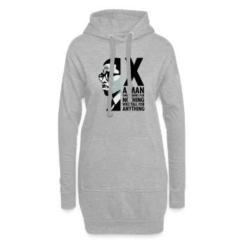 Malcolm X - Ein Mann, der für nichts steht, wird fallen - Hoodie-Kleid - Grau meliert - Vorne