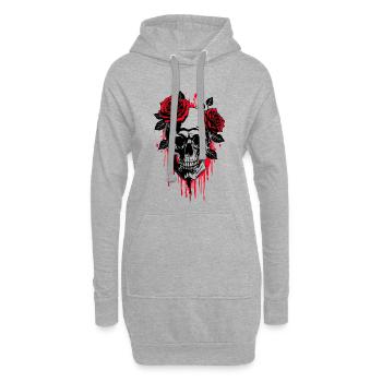 Skull mit Rosen Mystisch Romantisch - Hoodie-Kleid - Grau meliert - Vorne