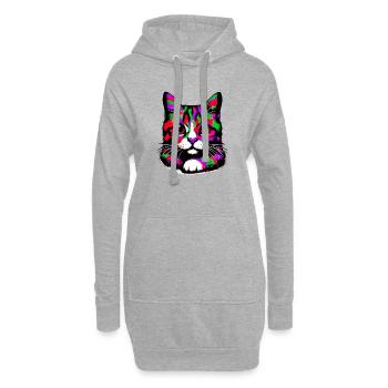 Chat - Sweat-shirt à capuche long Femme - gris chiné - Devant