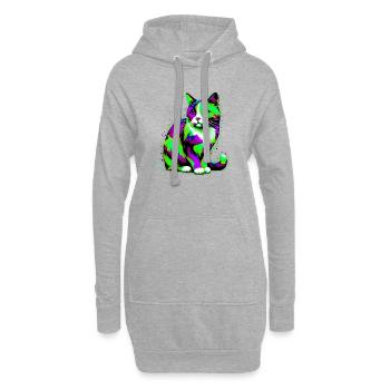 Chat - Sweat-shirt à capuche long Femme - gris chiné - Devant