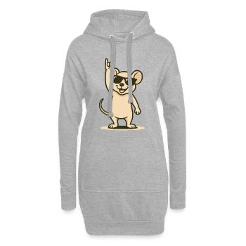 Bébé souris à bascule avec lunettes de soleil - Sweat-shirt à capuche long Femme - gris chiné - Devant