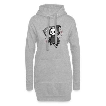 Süßer Sensenmann in der Liebe - Hoodie-Kleid - Grau meliert - Vorne