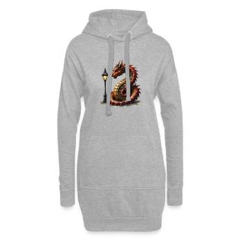 Dragon Steampunk avec lanterne - Sweat-shirt à capuche long Femme - gris chiné - Devant