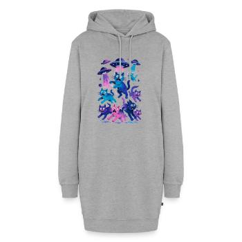 Extraterrestre, Ovnis, Ovni, Cat Cat, Faisceau, Science-Fi, Cadeau - Sweat-shirt à capuche long Femme - gris chiné - Devant