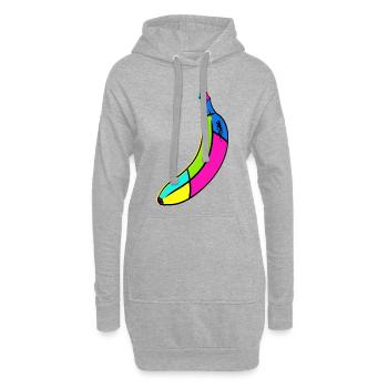 Néon Banane Pop Art Design - Sweat-shirt à capuche long Femme - gris chiné - Devant