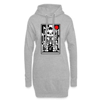 Katzenroboter in Space mit rotem Planeten - Hoodie-Kleid - Grau meliert - Vorne