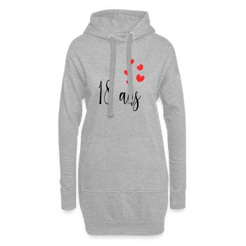 18. 18 ANS. 18e ANNIVERSAIRE. ANNIVERSAIRE 18 ANS. - Sweat-shirt à capuche long Femme - gris chiné - Devant