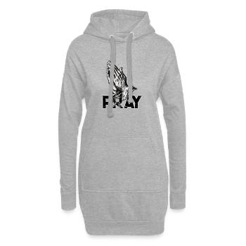 Les mains en prière prient - Sweat-shirt à capuche long Femme - gris chiné - Devant
