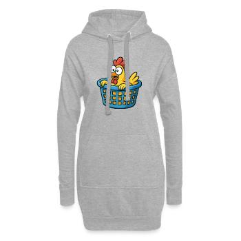 Impression de carton de poulet ludique - Sweat-shirt à capuche long Femme - gris chiné - Devant