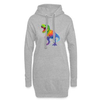 Bunter Dinosaurier mit Farbverlauf - Hoodie-Kleid - Grau meliert - Vorne