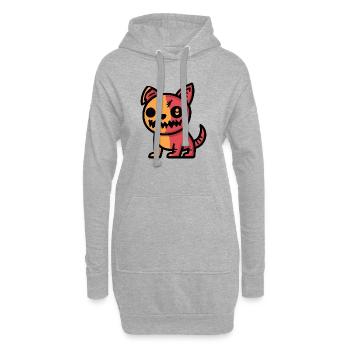 Halloween Hund Zombie - Hoodie-Kleid - Grau meliert - Vorne