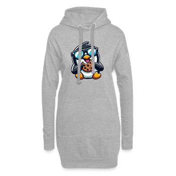 Mignon Pingouin Cookie Dessin animé Dessert Snacking - Sweat-shirt à capuche long Femme - gris chiné - Devant